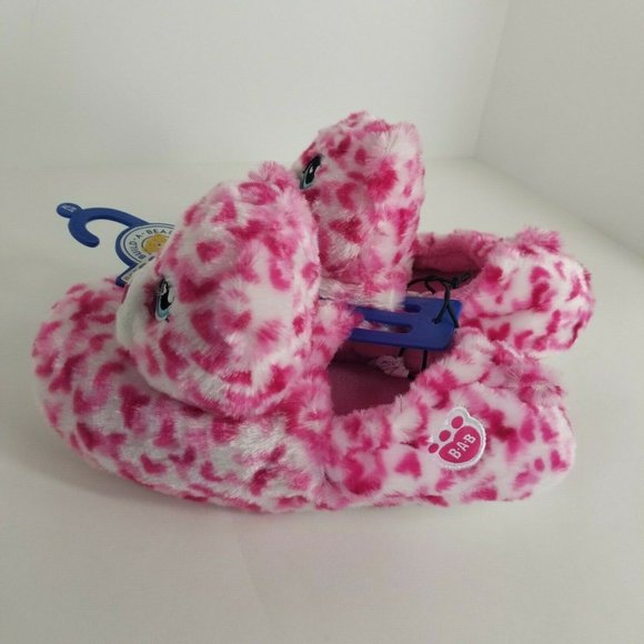Build A Bear Workshop Kids Slippers Tiny Hearts Bea Plush Pink Sz XL 3/4 BAB New - Picture 4 of 12
